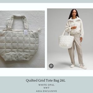 Lululemon Quilted Grid Tote 26L in White Opal